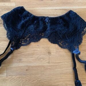Victoria's Secret black lace garter belt, small.